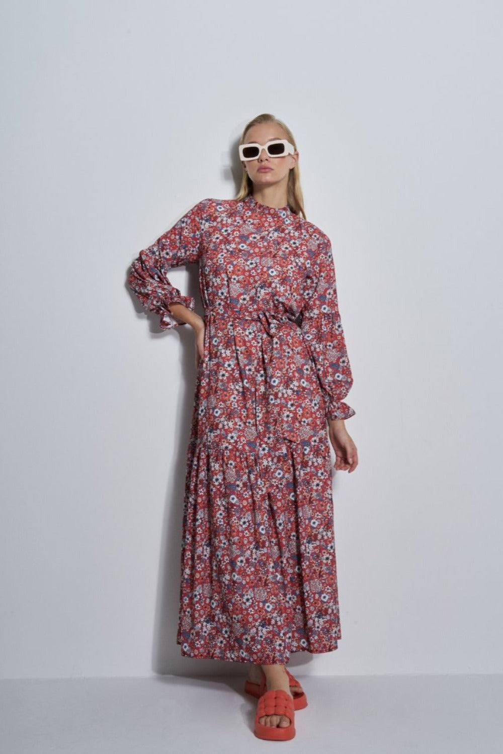 Dorra Floral Modest Dress | Red