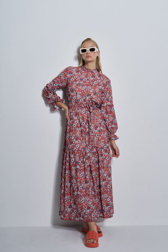 Dorra Floral Modest Dress | Red