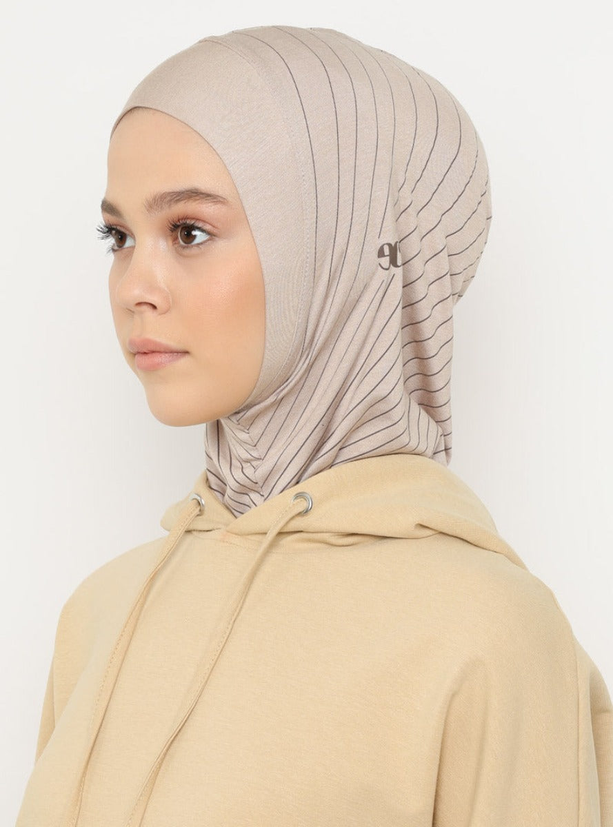 Striped Sport Hijab | Heather Beige