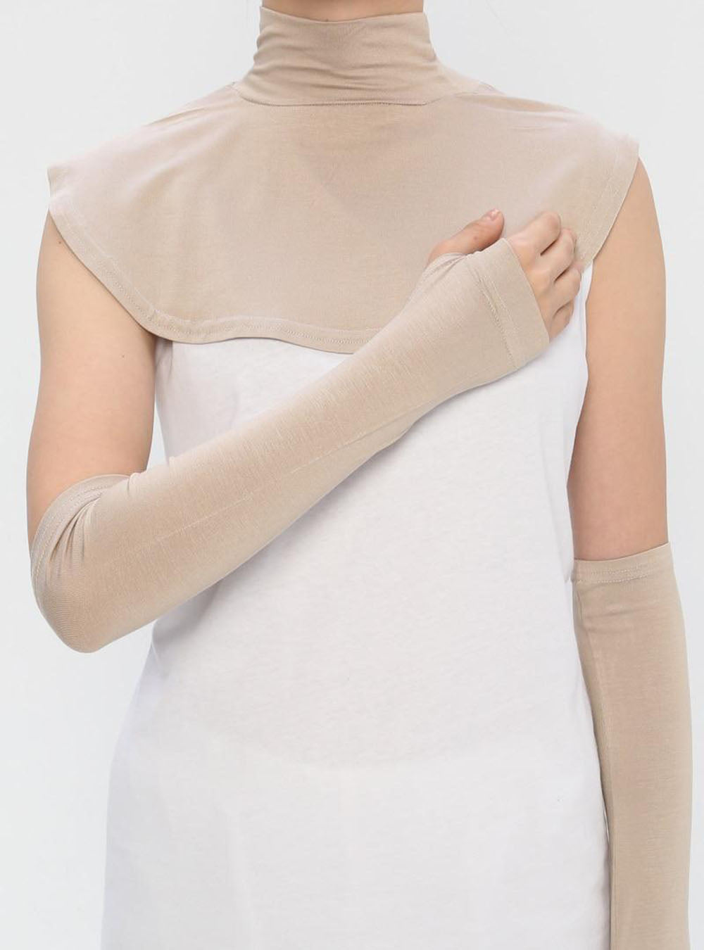 Chic Shoulder Drape with High Neckline | Mink