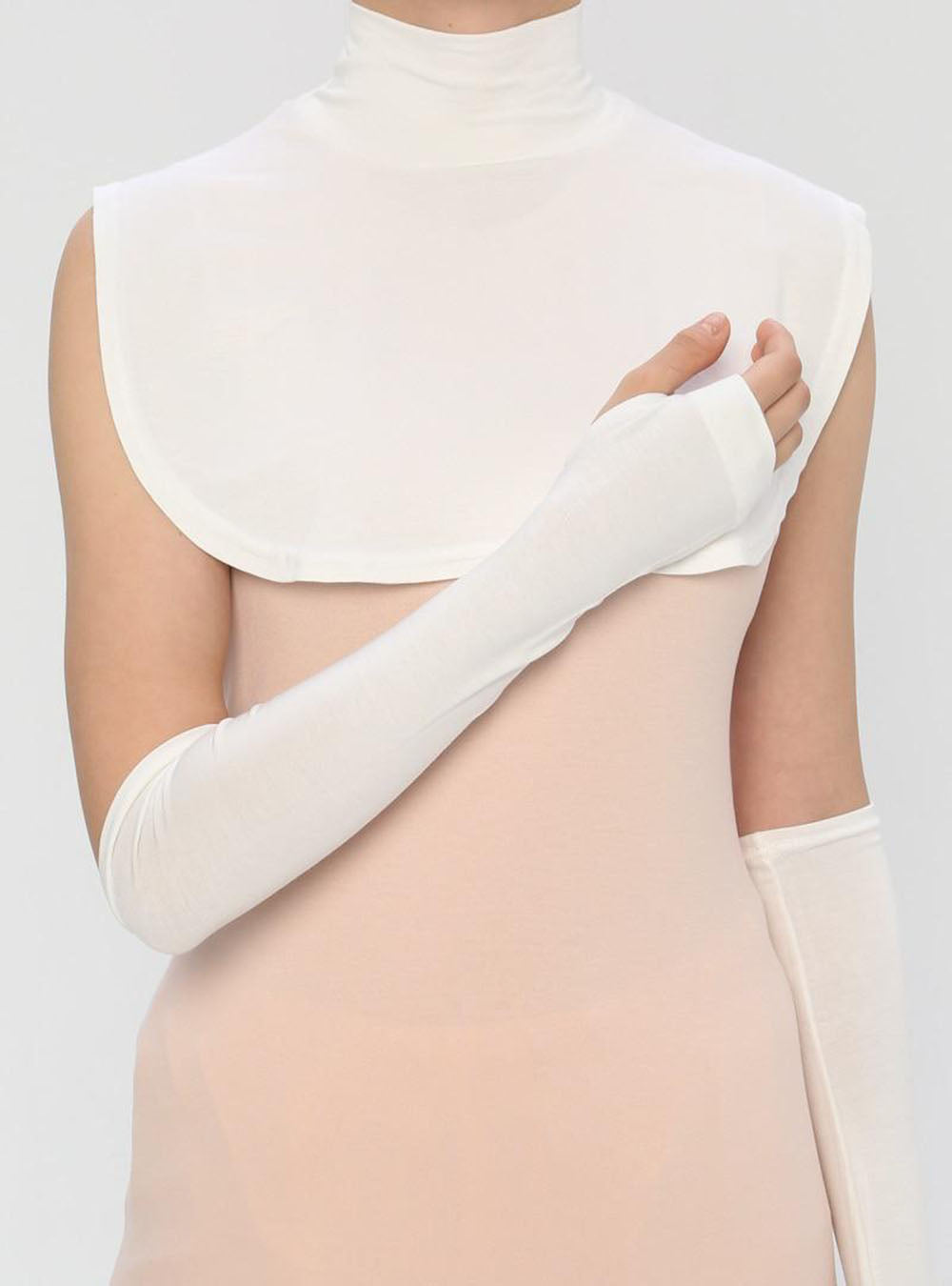 Chic Shoulder Drape with High Neckline | Cream