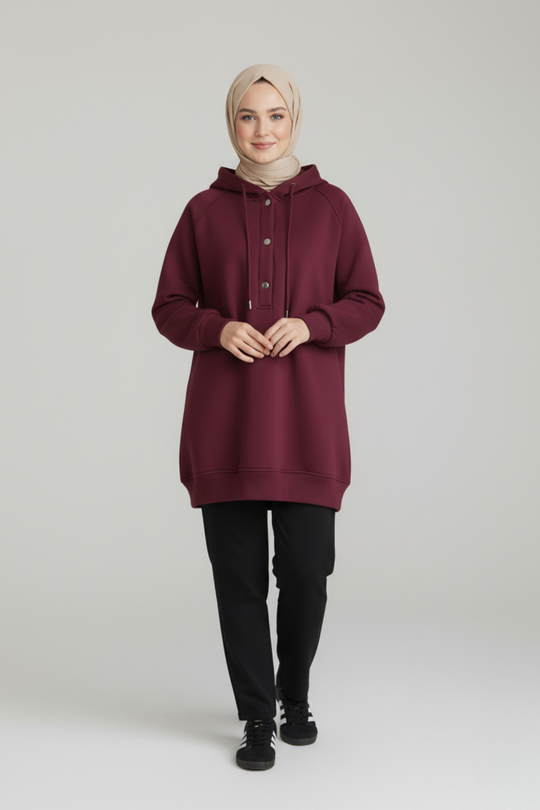 CozyCore Modest Hoodie | Maroon