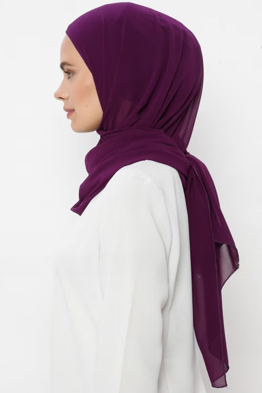Everyday Chiffon Hijab with Undercap | Purple