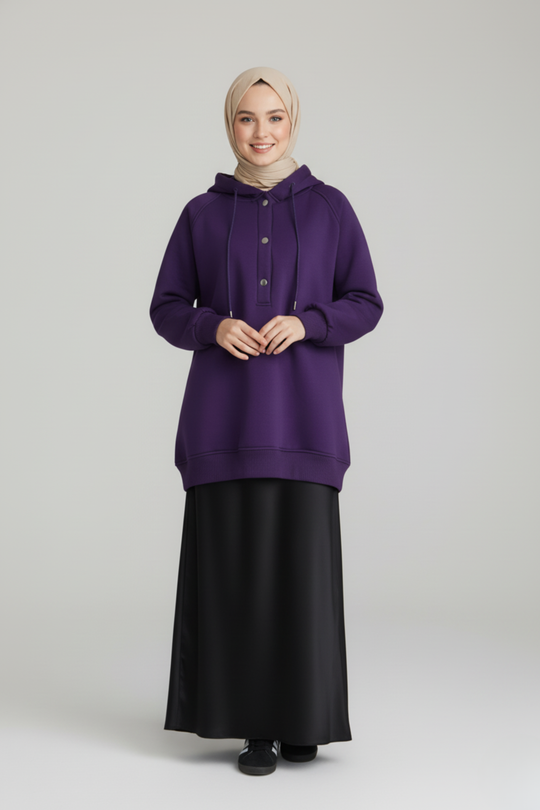 CozyCore Modest Hoodie | Purple