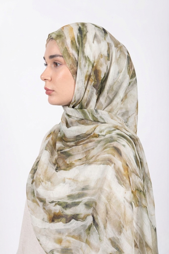 Printed Modal Hijab | Muted Green 
