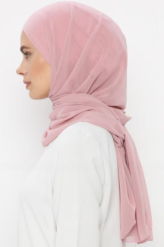 Everyday Chiffon Hijab with Undercap | Pink