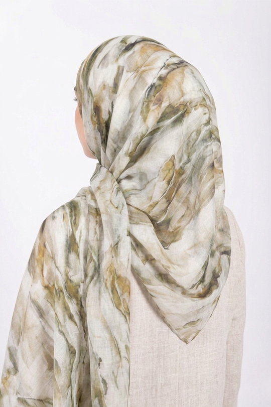 Printed Modal Hijab | Muted Green 