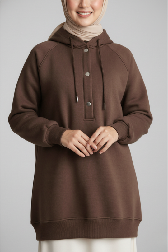 CozyCore Modest Hoodie | Chocolate Brown