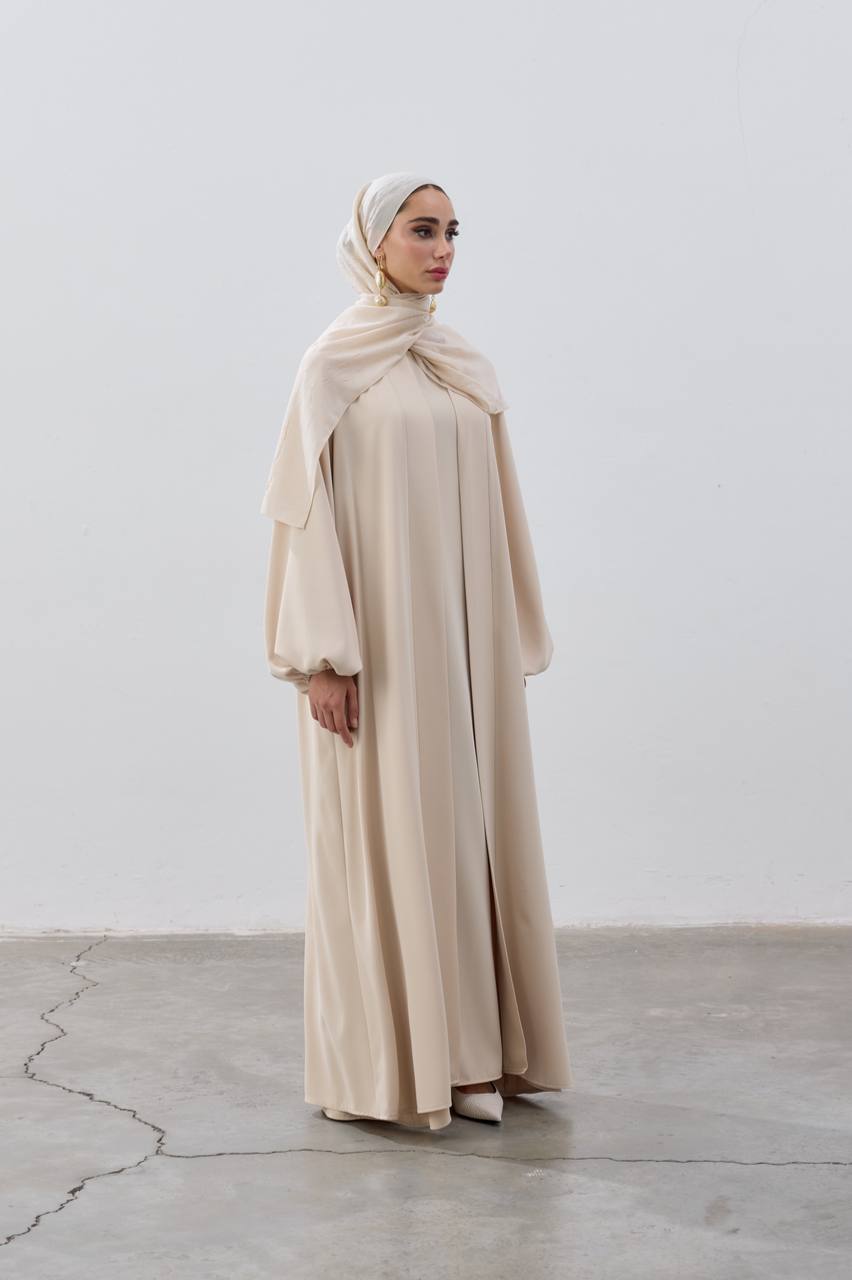 Elegance Two-Piece Abaya Set | Beige