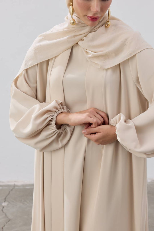 Elegance Two-Piece Abaya Set | Beige