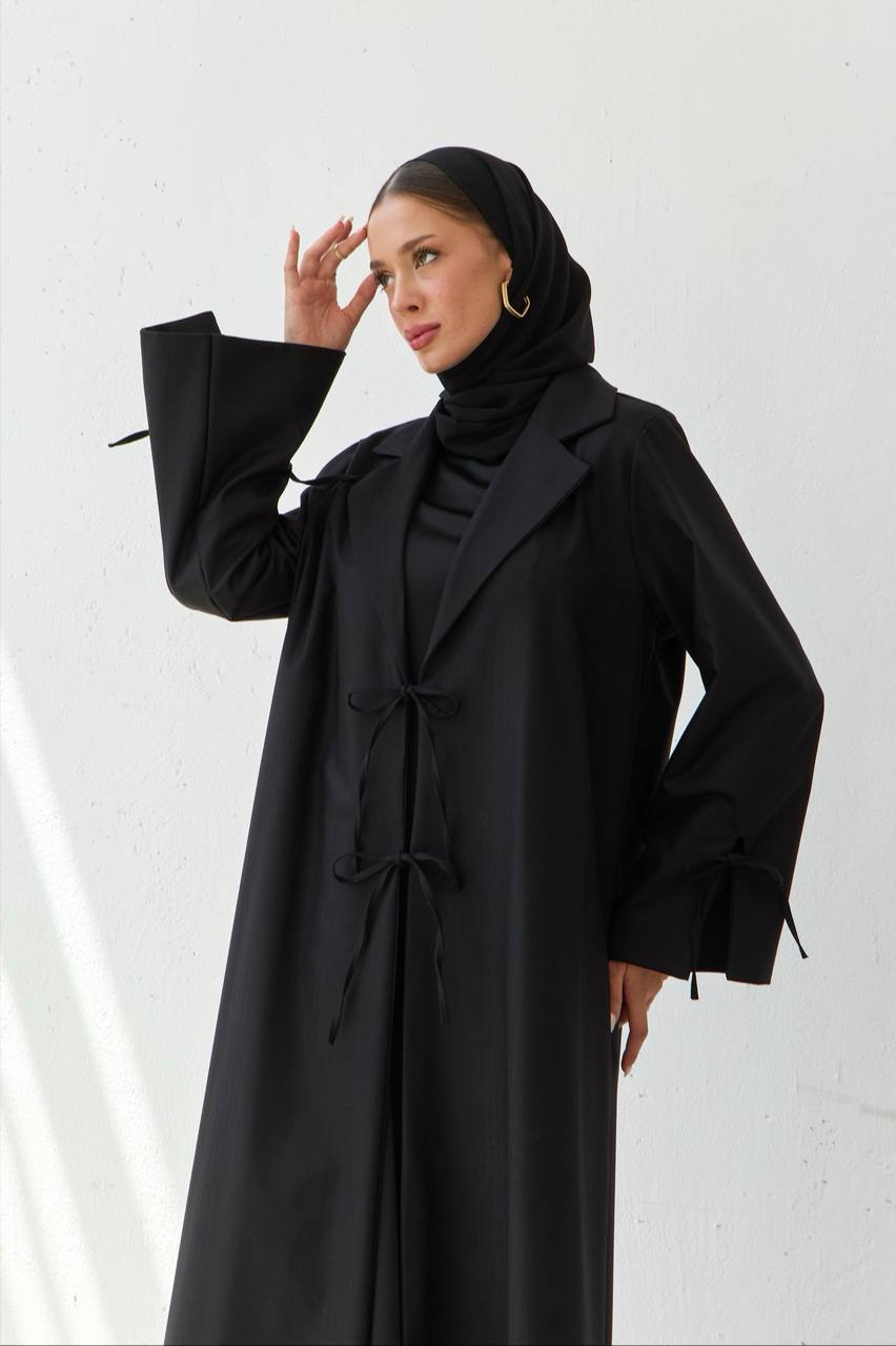 Aurora Wrap Open Abaya | Black