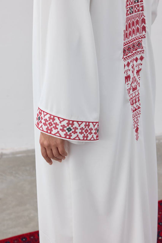 Palestine Map Modest Open Abaya | White