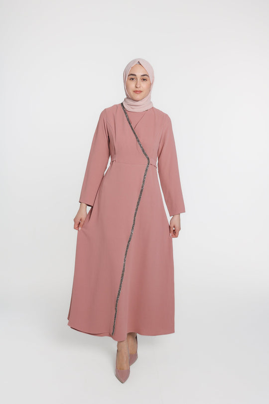 Noor Wrap Modest Dress | Pink
