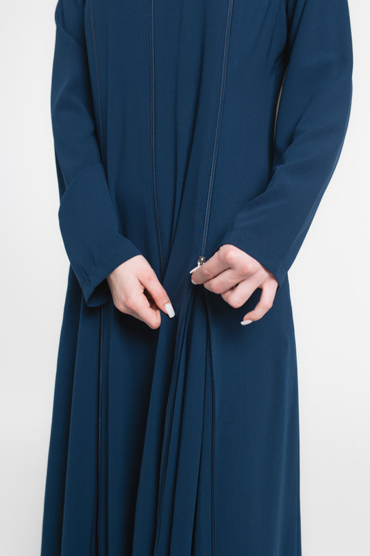 Zipper Expanded Modest Abaya | Prussian Blue
