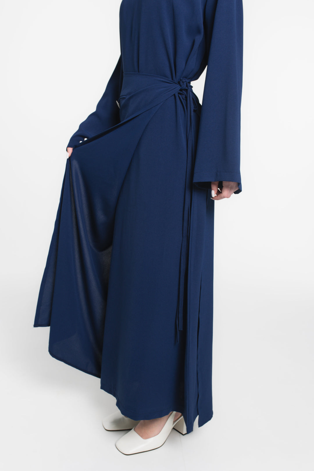Sculpted Drape Modest Dress | Navy Blue