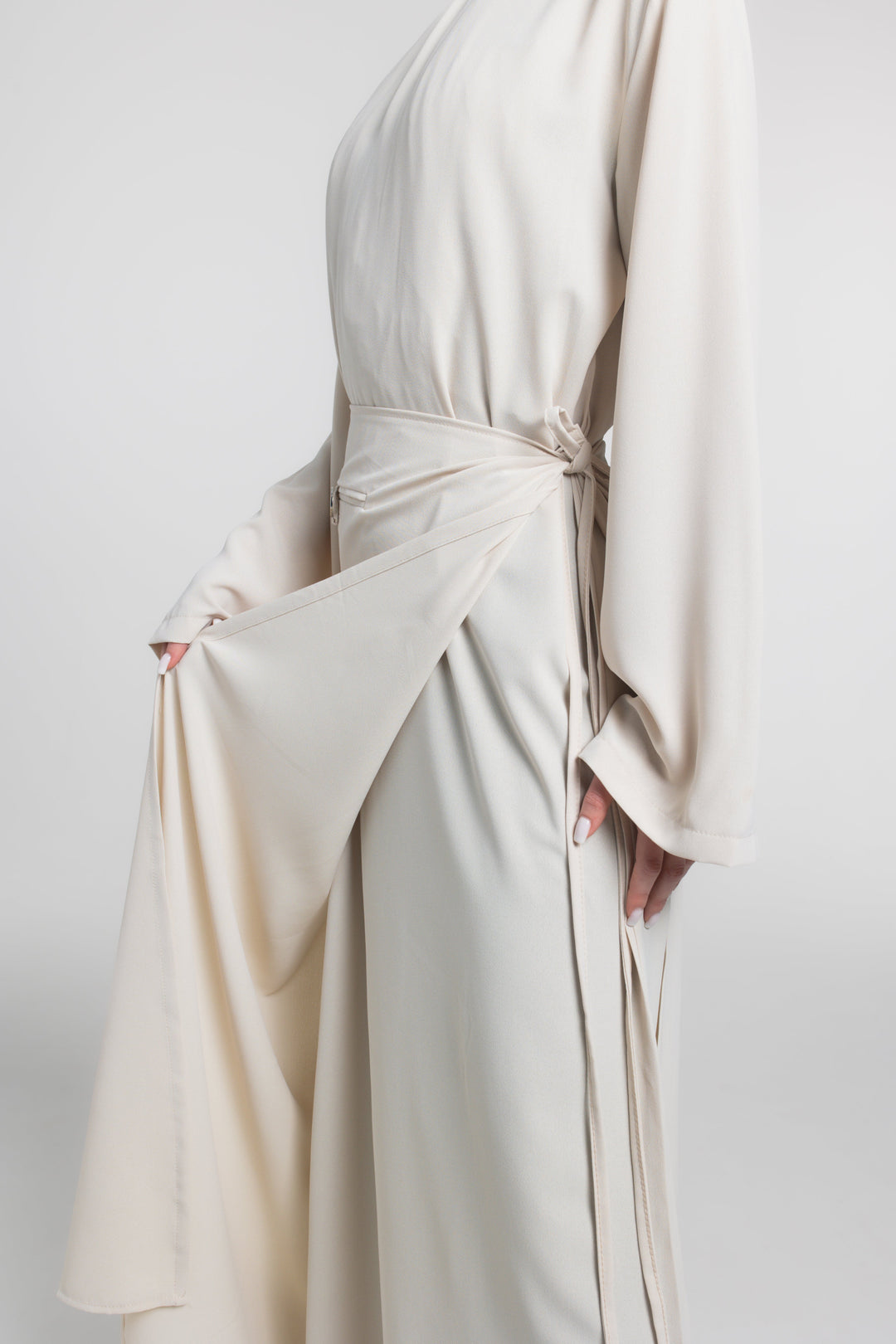 Sculpted Drape Modest Dress | Beige