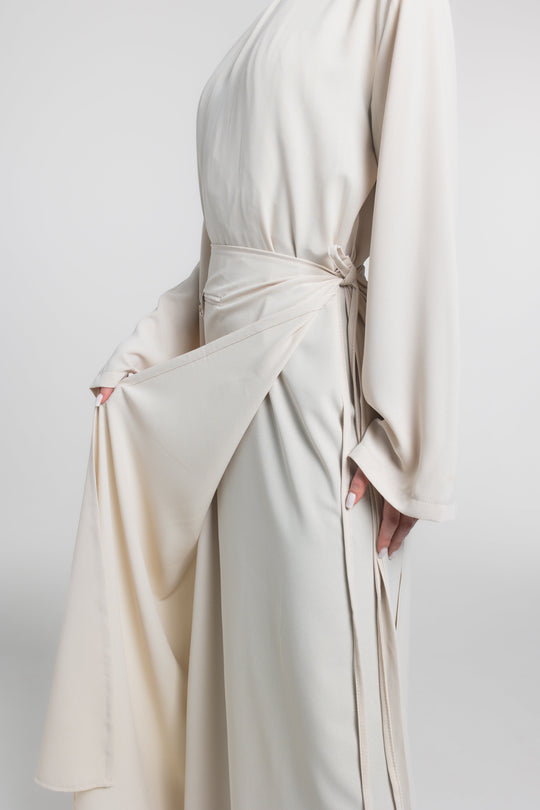 Sculpted Drape Modest Dress | Beige