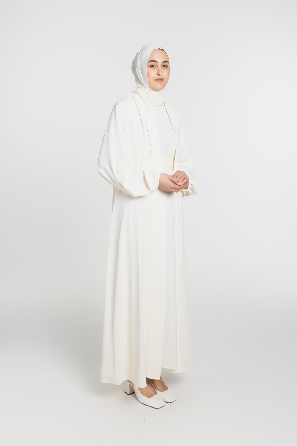 Elegance Two-Piece Abaya Set | Light Beige