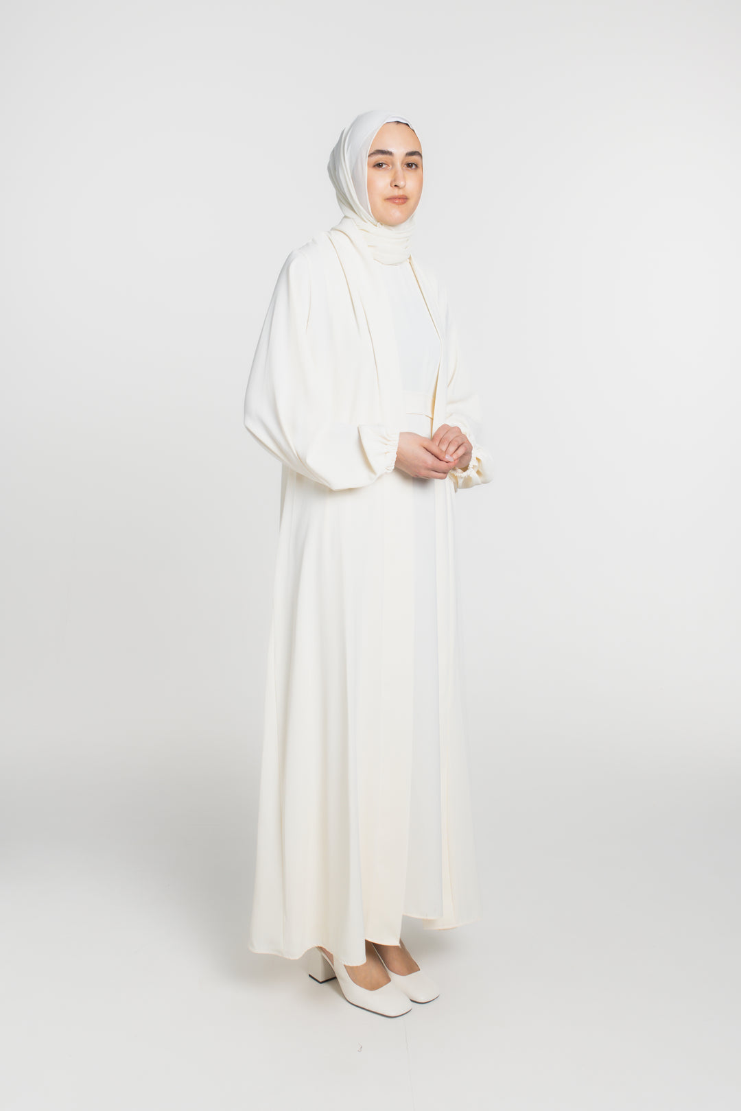 Elegance Two-Piece Abaya Set | Light Beige