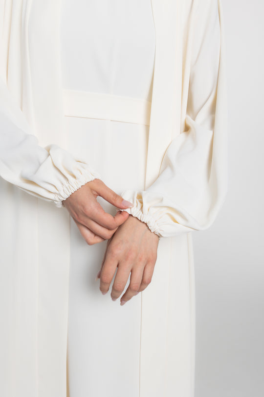 Elegance Two-Piece Abaya Set | Light Beige