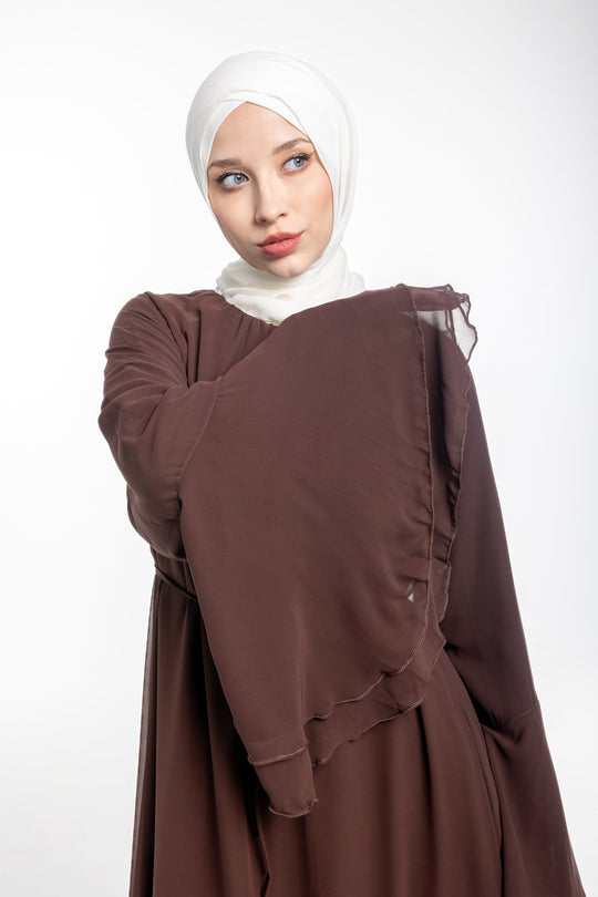 Elara Flowy Modest Occasion Dress | Brown