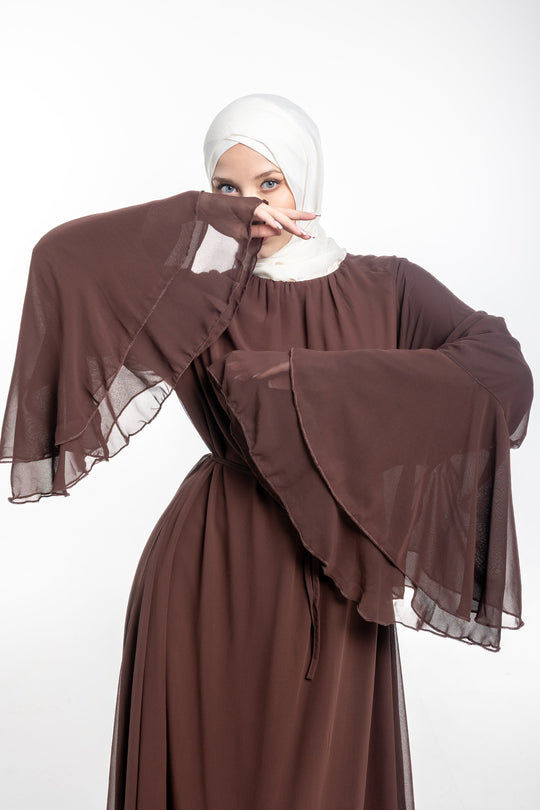 Elara Flowy Modest Occasion Dress | Brown