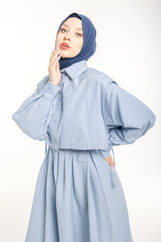 Mira Everyday Modest Shirt Dress | Sky Blue