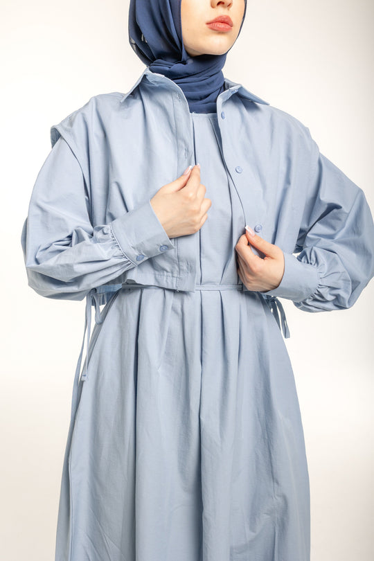 Mira Everyday Modest Shirt Dress | Sky Blue