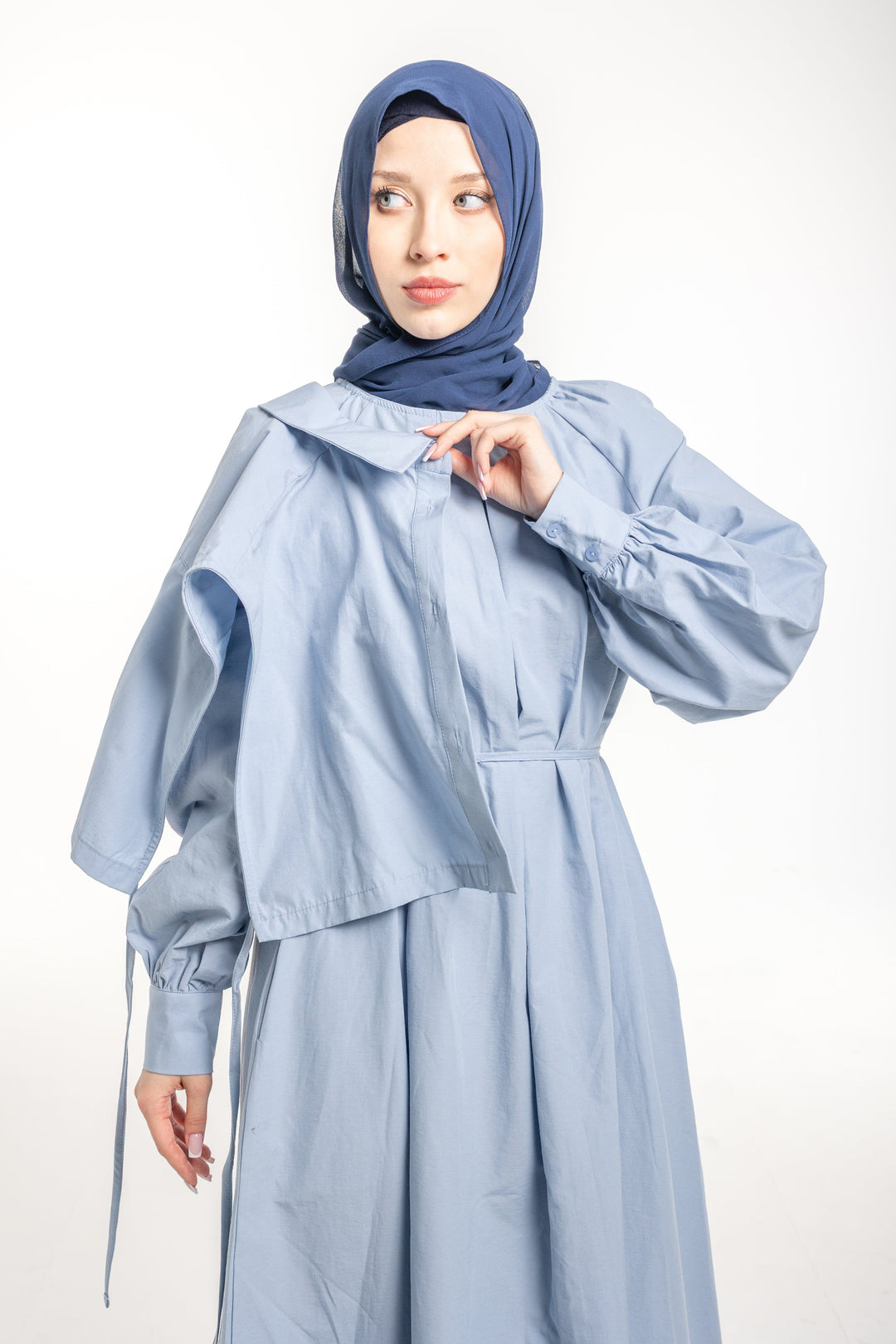 Mira Everyday Modest Shirt Dress | Sky Blue
