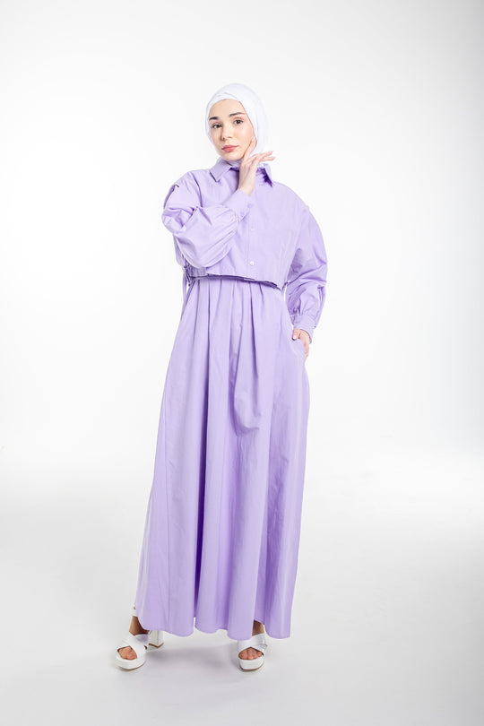 Mira Everyday Modest Shirt Dress | Lavender