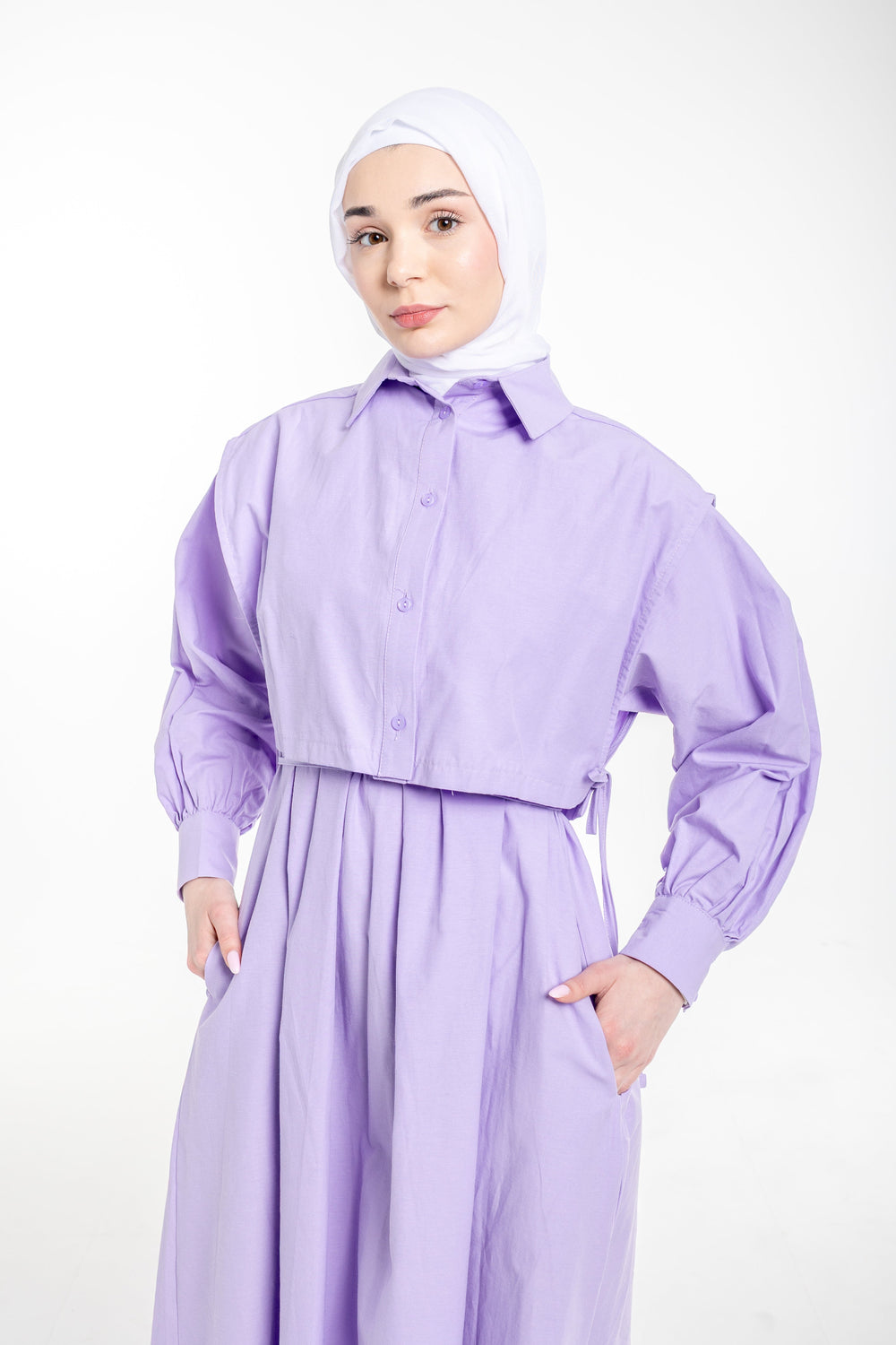Mira Everyday Modest Shirt Dress | Lavender