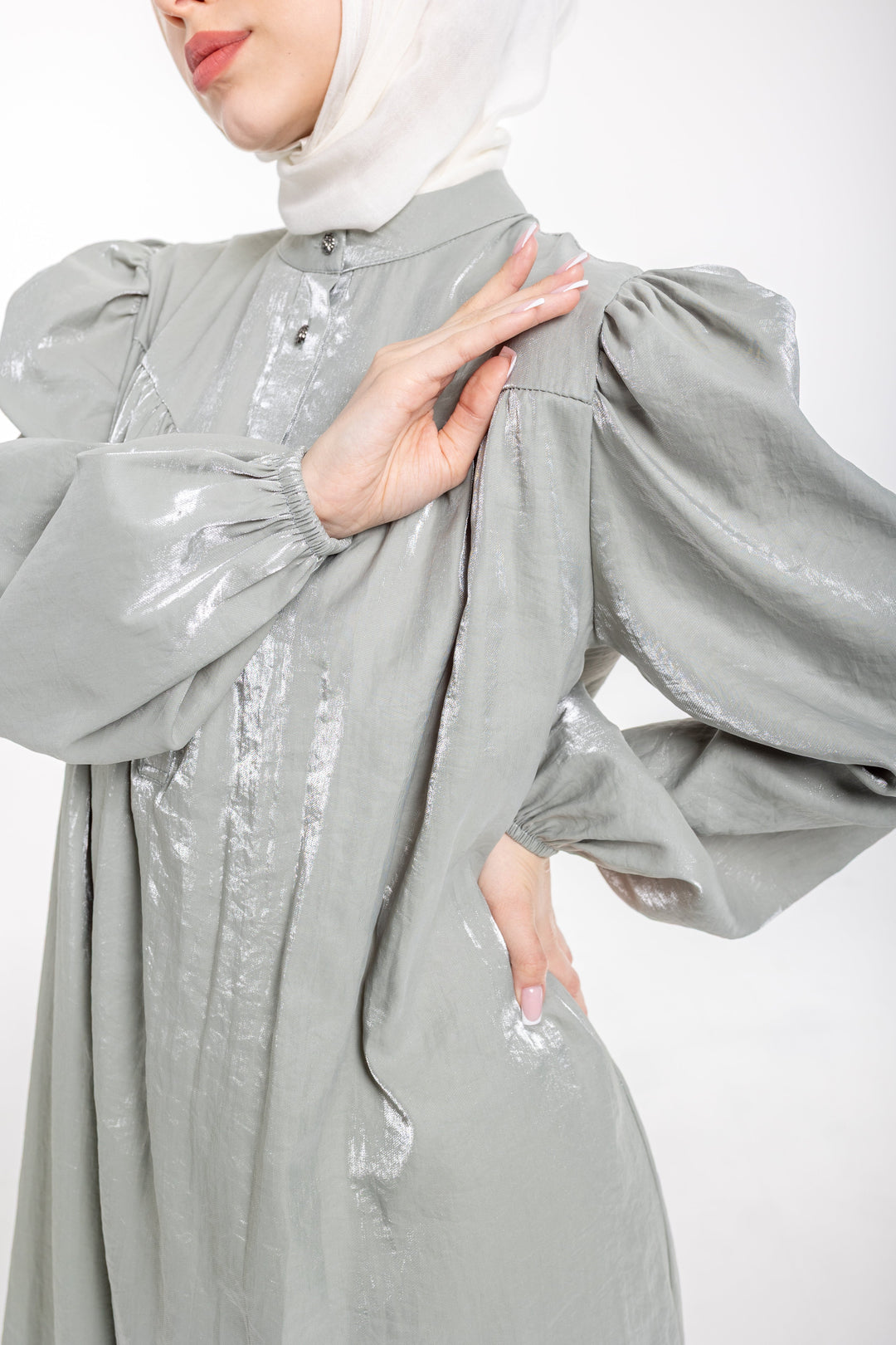 Soraya Modest Ruffle Hem Dress  | Sage Green