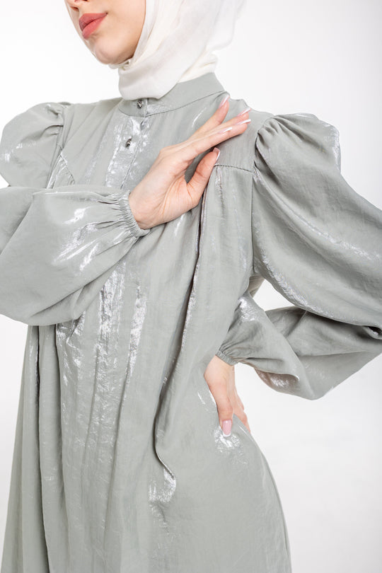 Soraya Modest Ruffle Hem Dress  | Sage Green