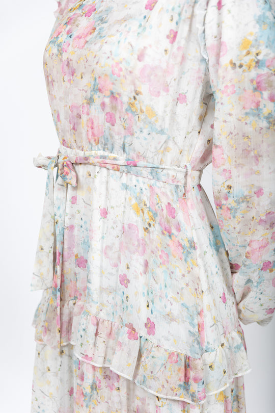 Floral patterned dress on a white background
