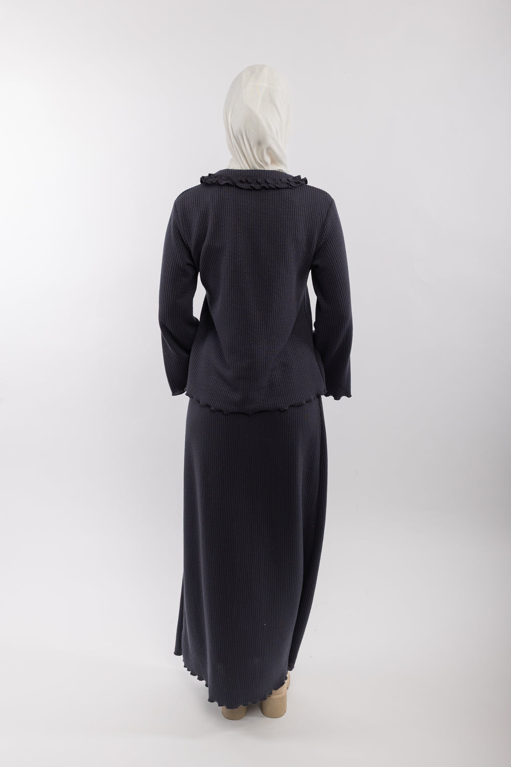 Knit Modest Skirt Set | Grey