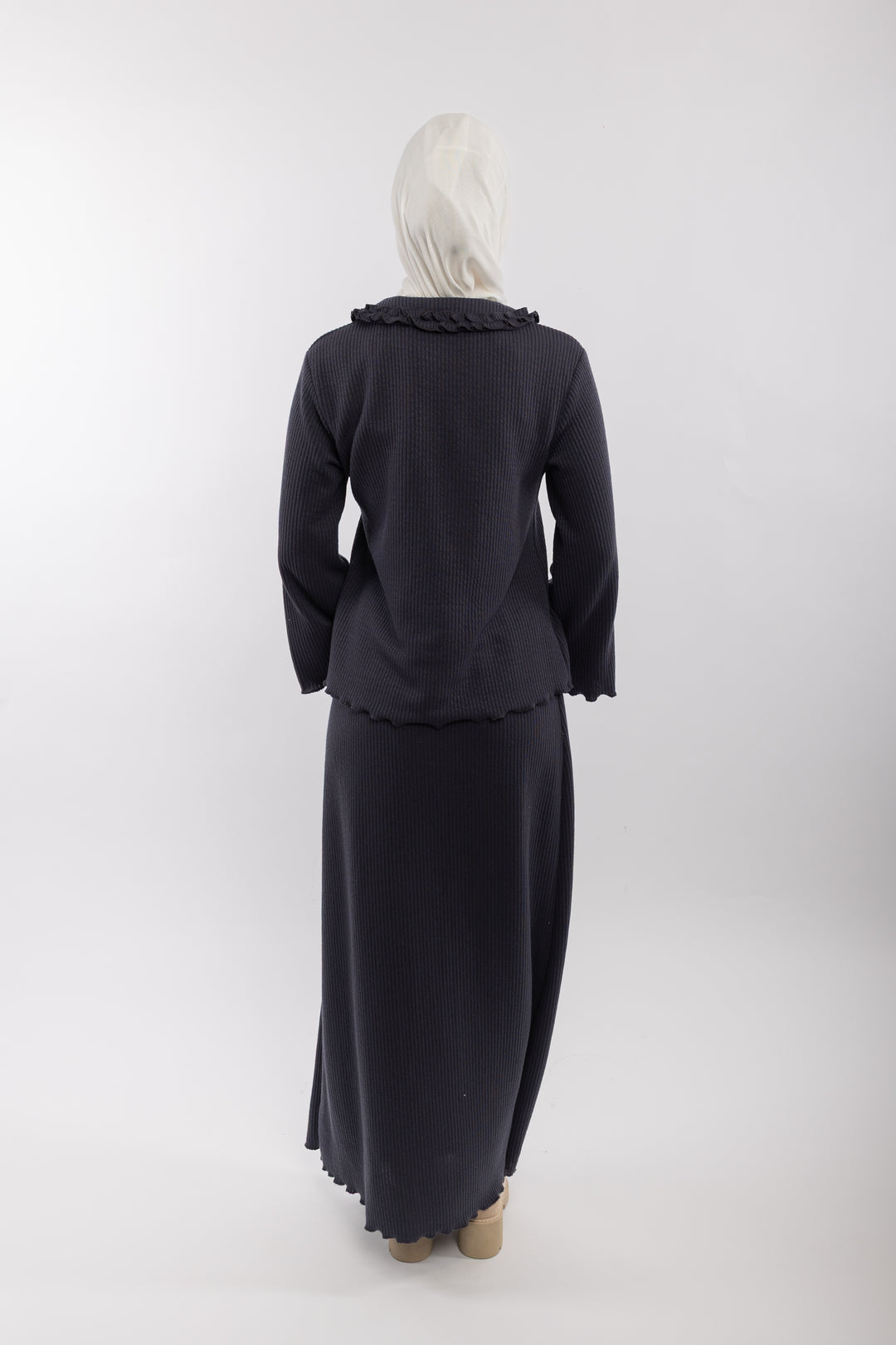 Knit Modest Skirt Set | Grey