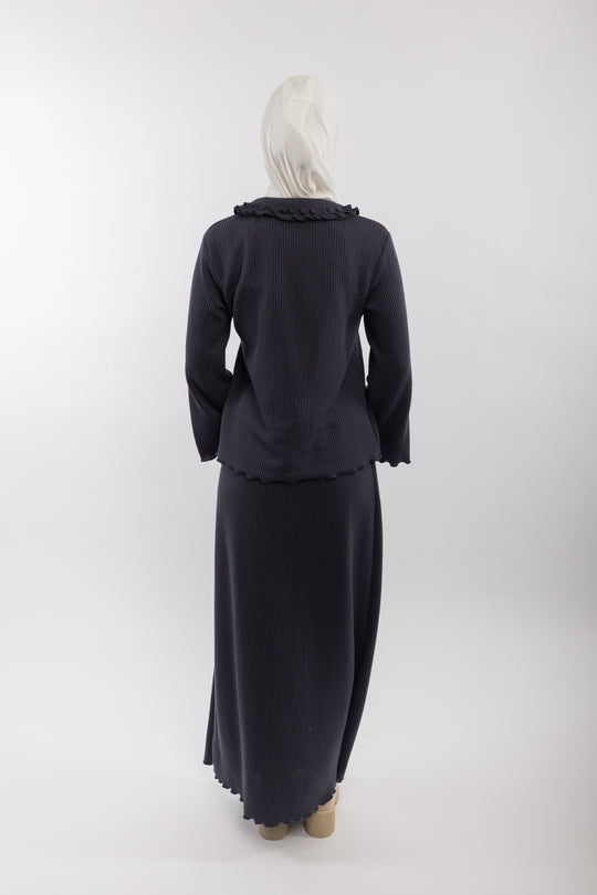 Knit Modest Skirt Set | Grey