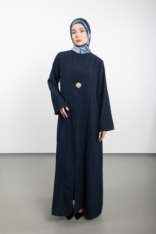 Royal Dusk Two-Piece  Abaya Set | Navy Blue