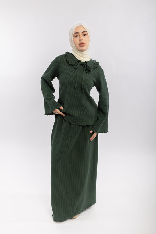 Knit Modest Skirt Set | Grey