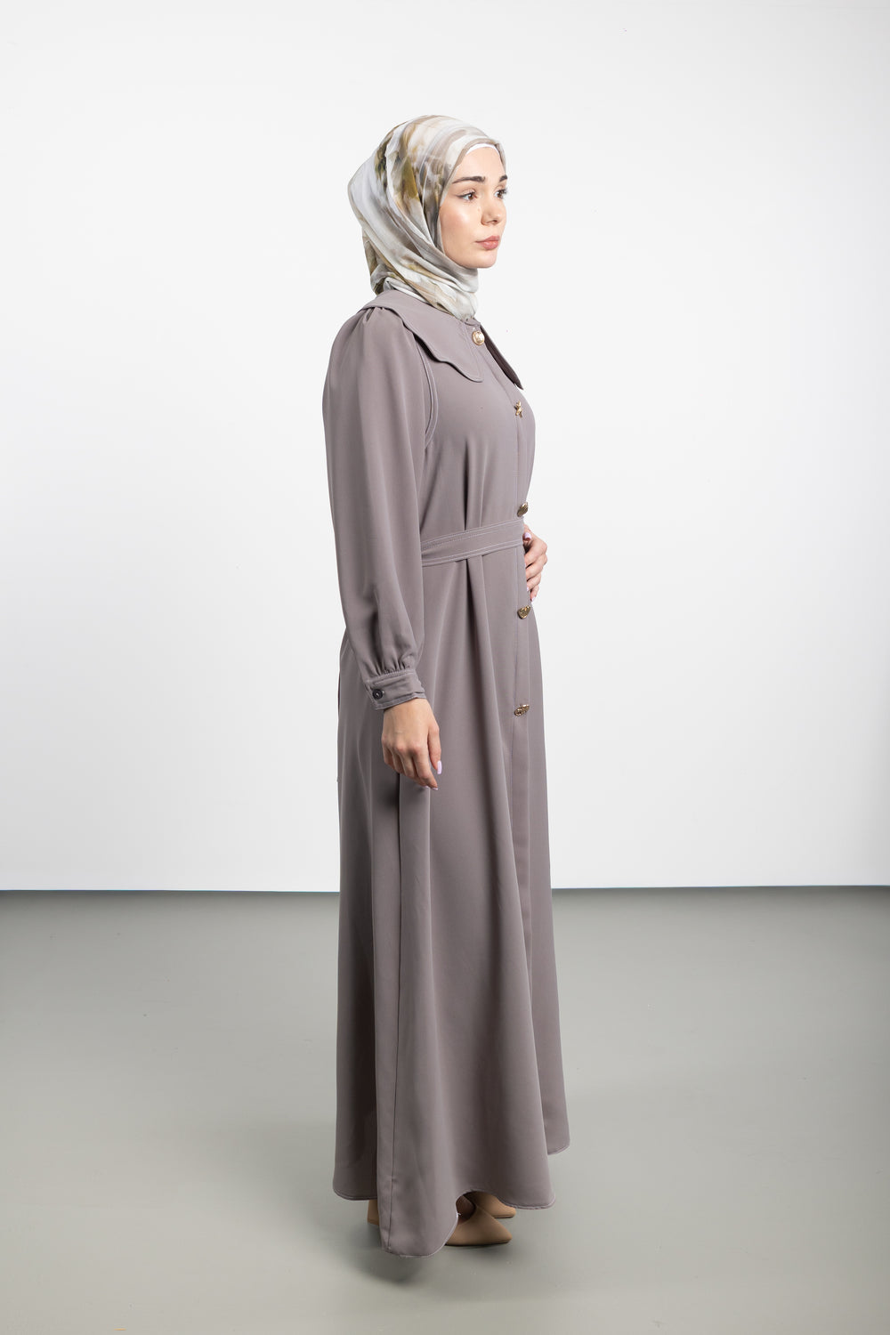Twilight Veil belted Dress | Beige