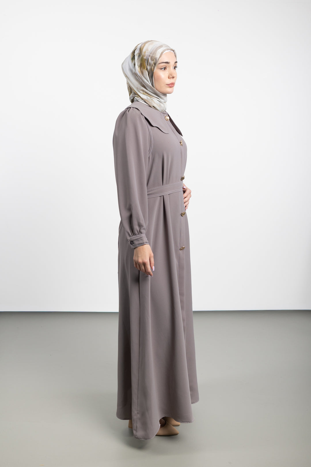 Twilight Veil belted Dress | Beige