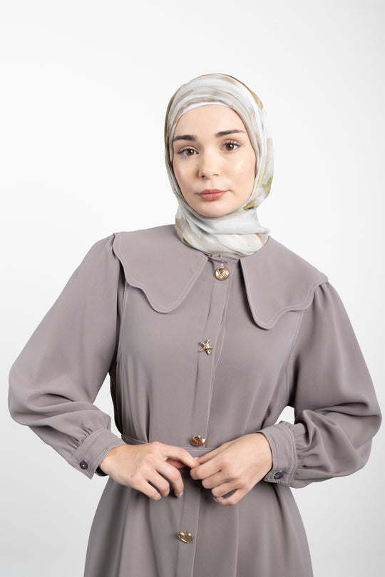 Twilight Veil belted Dress | Beige