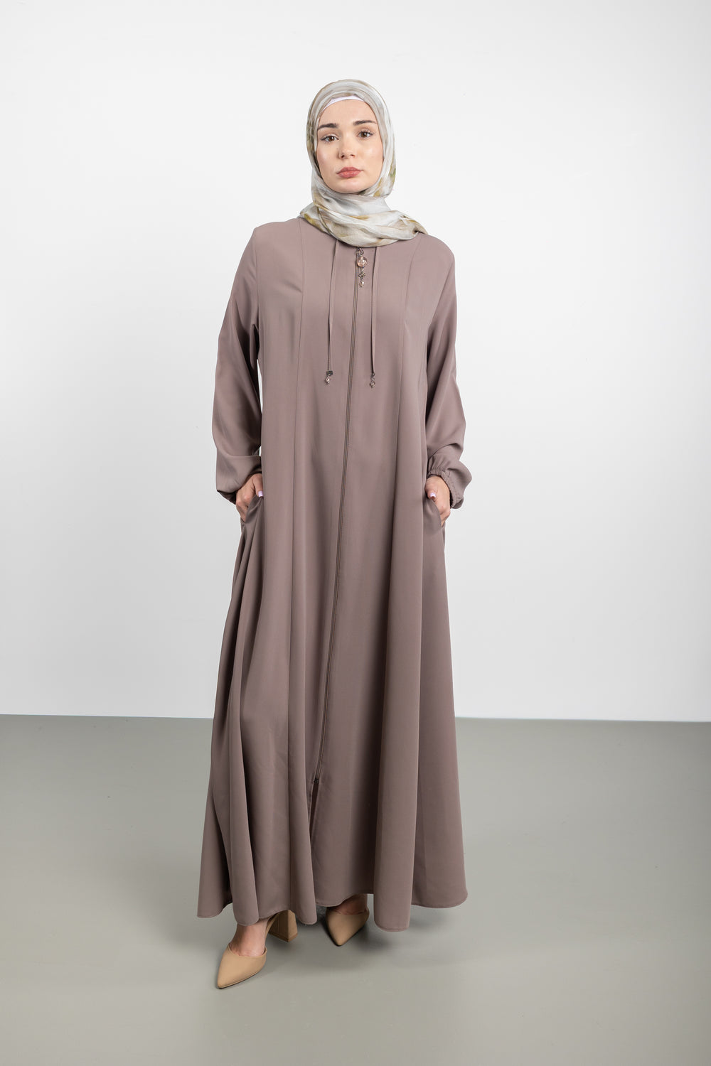 Midnight Flow Modest Abaya | Light Mink