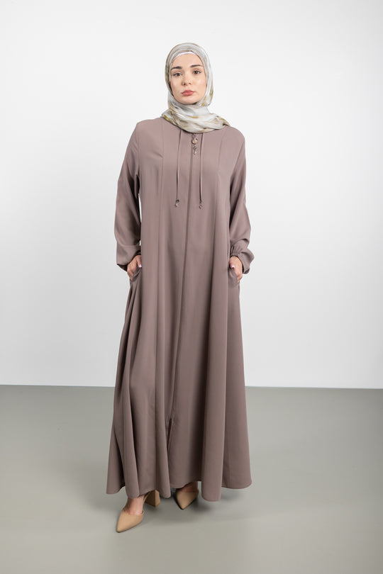 Midnight Flow Modest Abaya | Light Mink