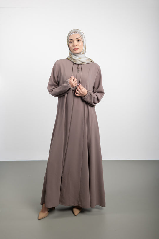 Midnight Flow Modest Abaya | Light Mink