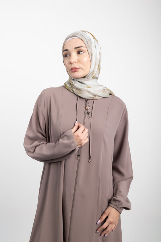 Midnight Flow Modest Abaya | Light Mink