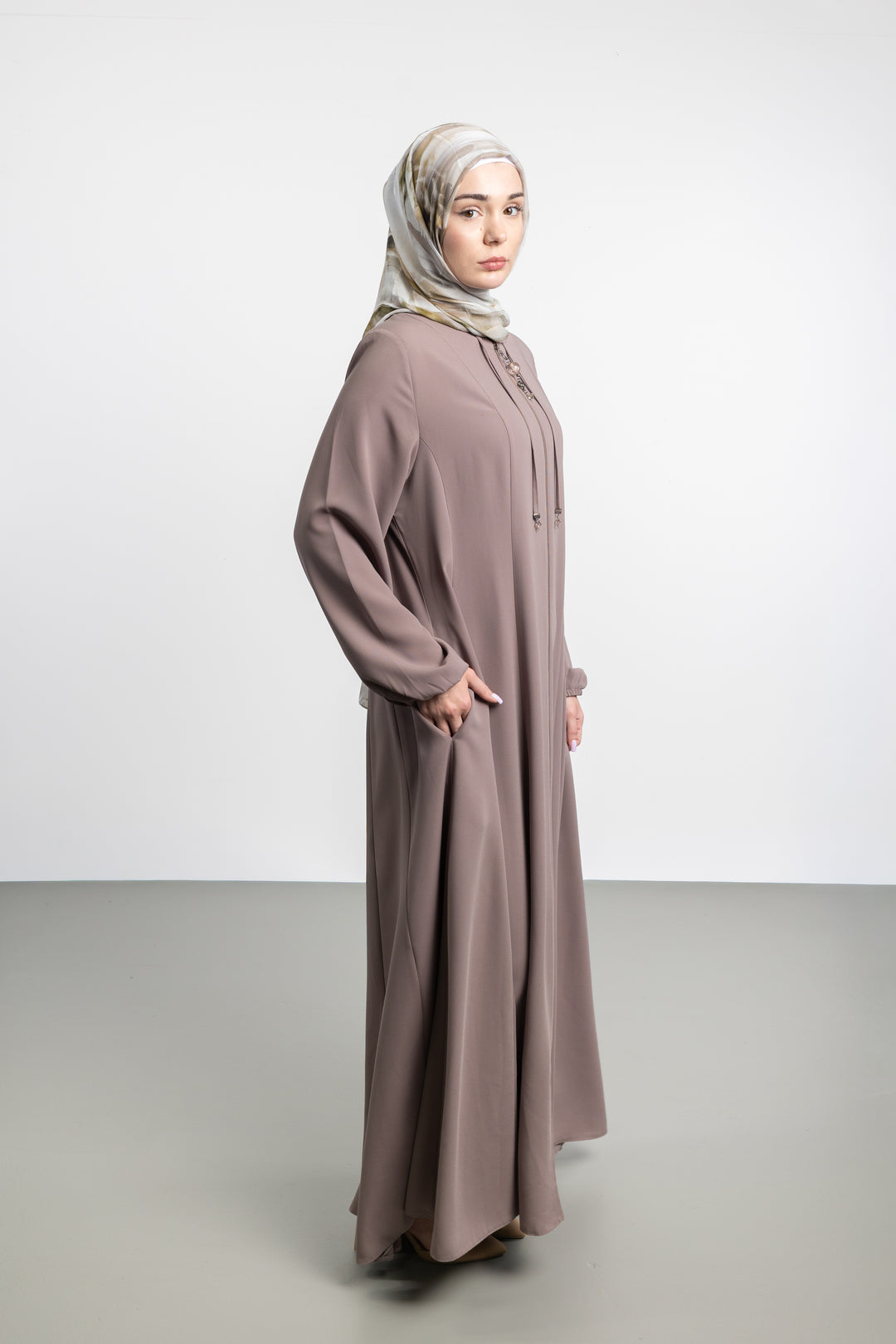 Midnight Flow Modest Abaya | Light Mink