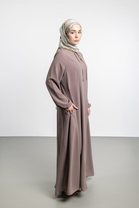 Midnight Flow Modest Abaya | Light Mink