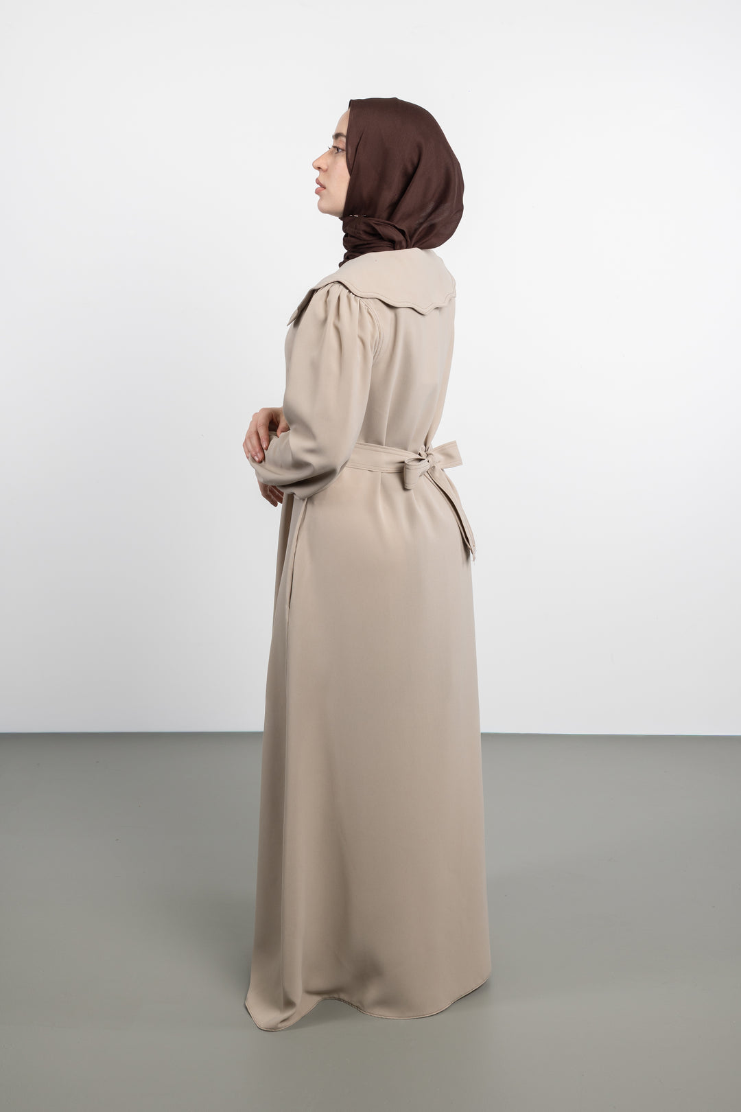 Twilight Veil belted Dress | Beige