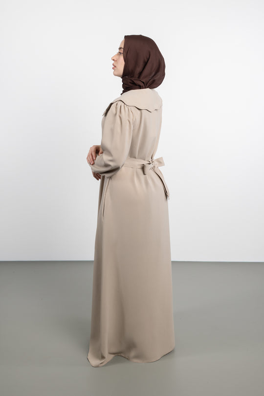 Twilight Veil belted Dress | Beige